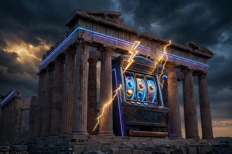 Слот Gates of Olympus с молниями и колоннами