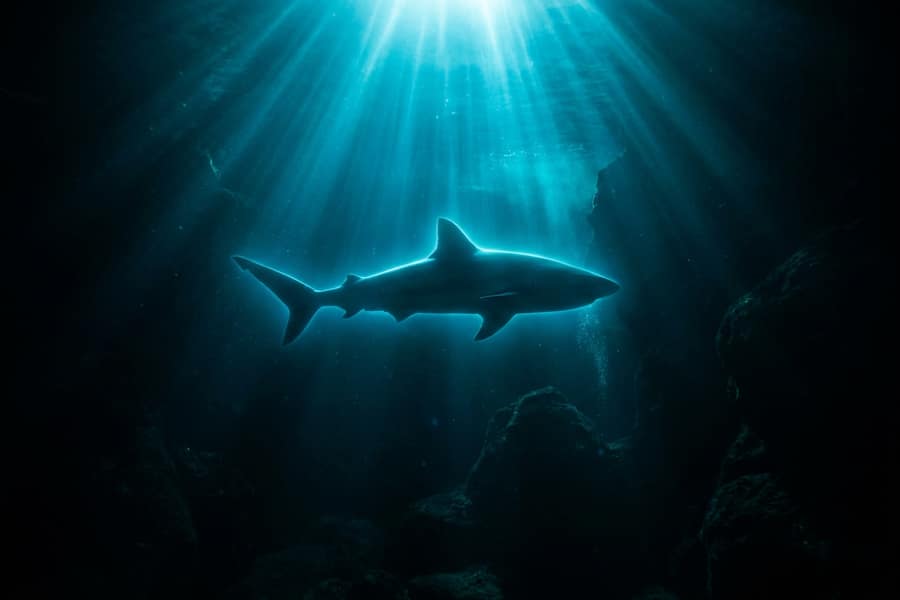 Слот Razor Shark с акулой под водой